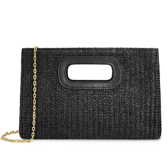 Straw Purse Top Handle Clutch Bag, Woven Beach Shoulder Crossbody Bag Raffia V - Picture 1 of 3